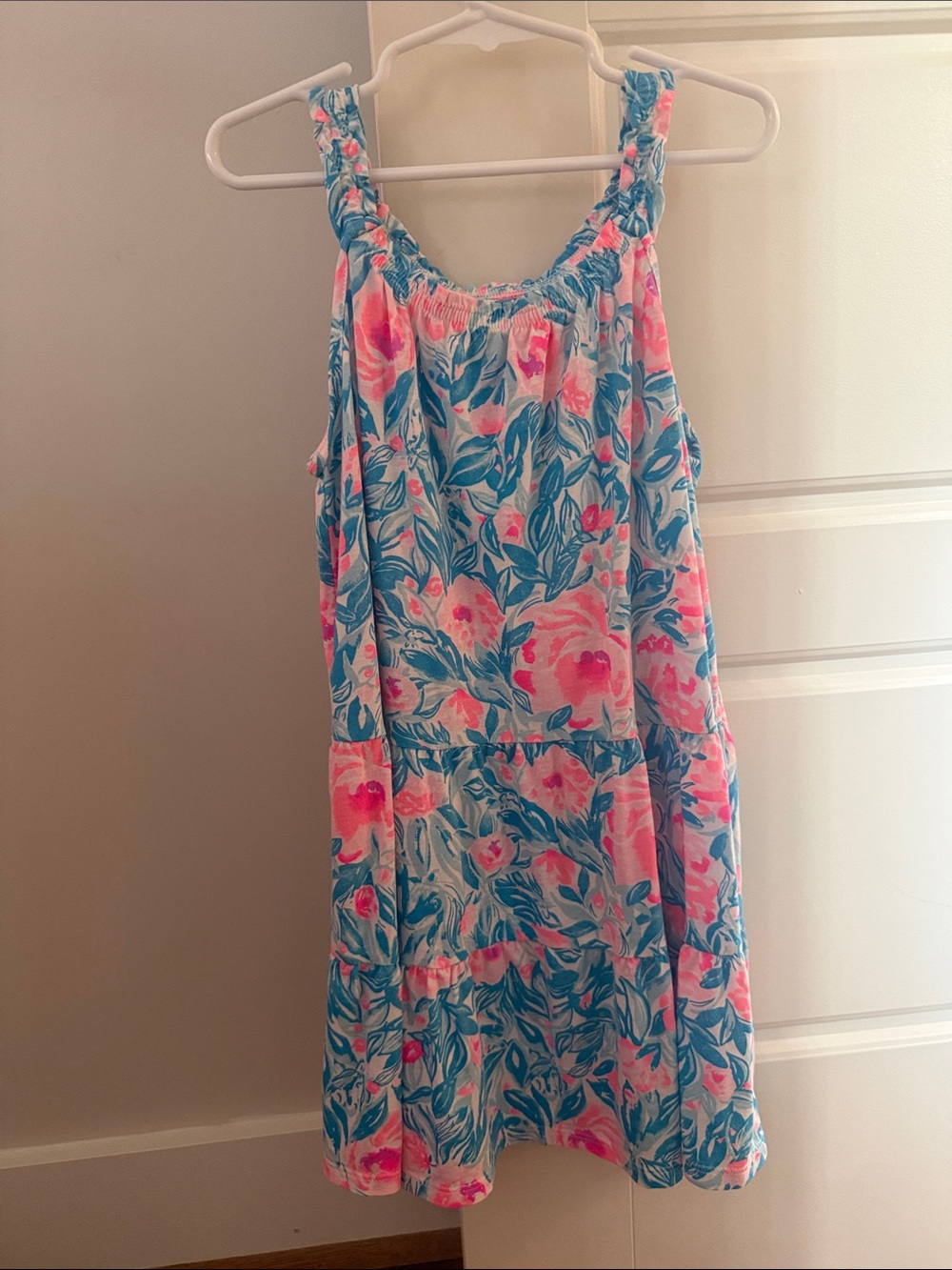 Lilly Pulitzer Pink & Blue Floral Tiered Sundress Size 6/7